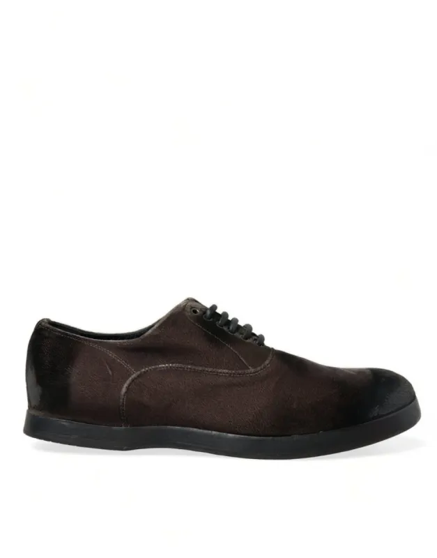 Elegant Brown Velvet Oxford Lace-up Shoes sold by Louxly