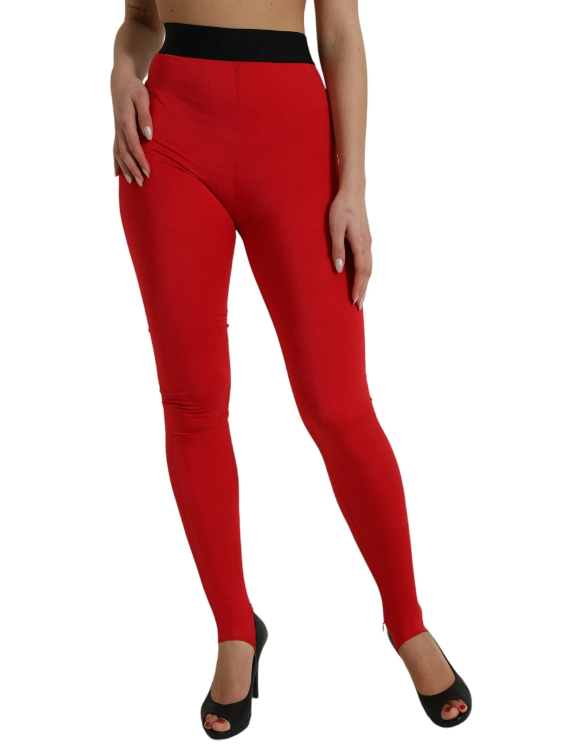 Elegant Red High Waist Leggings Pants sold by Louxly product image thumbnail 2