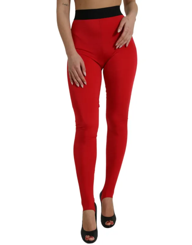 Elegant Red High Waist Leggings Pants sold by Louxly