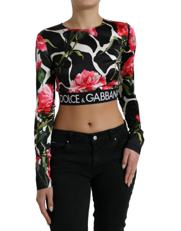 Elegant Floral Cropped Blouse Top sold by Louxly