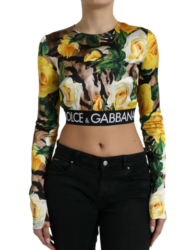 Elegant Floral Cropped Blouse Top sold by Louxly