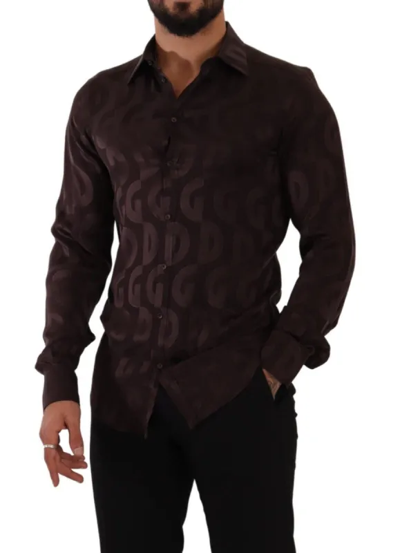 Elegant Bordeaux Silk Dress Shirt sold by Louxly