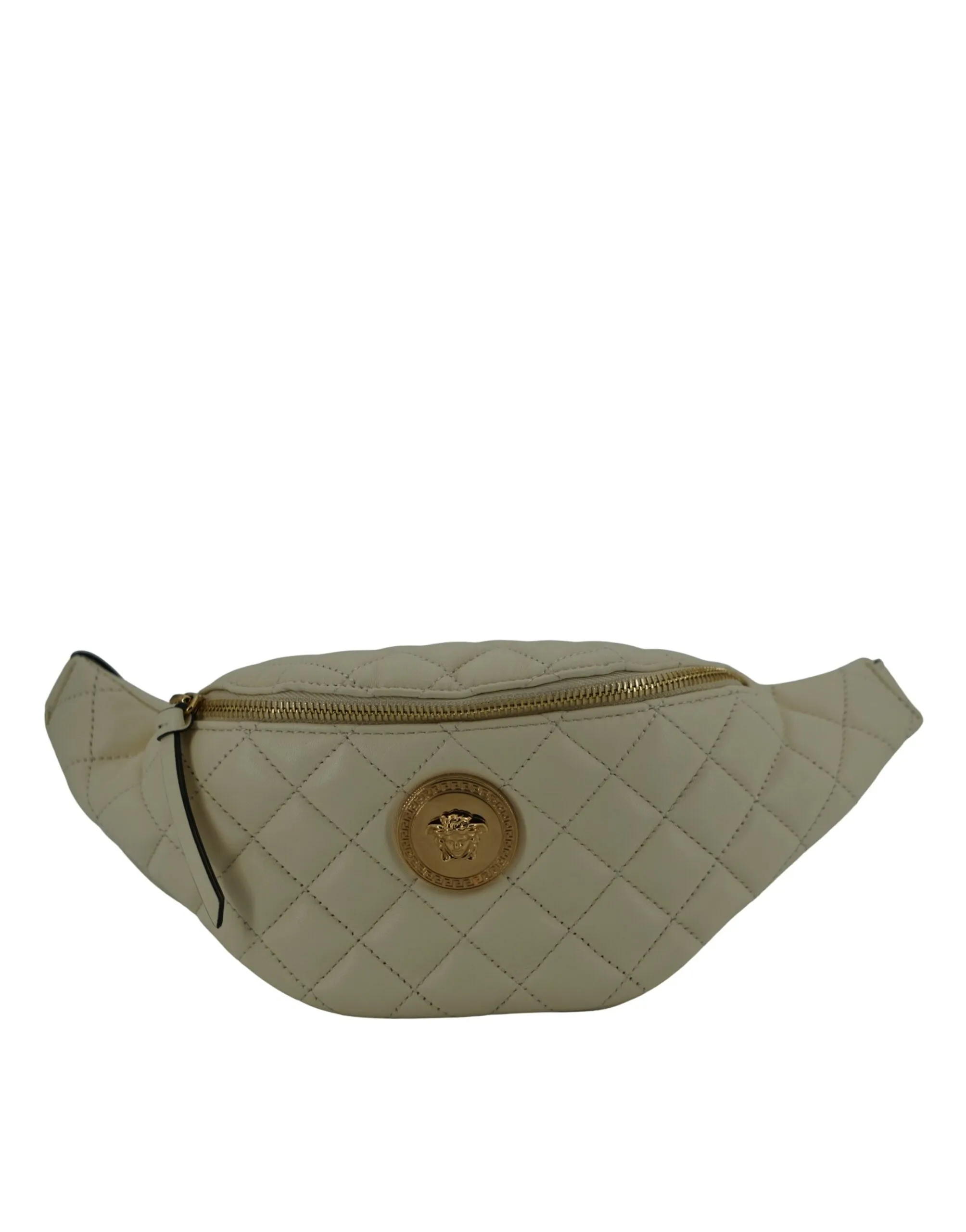Elegant White Lamb Leather Belt Bag sold by Louxly