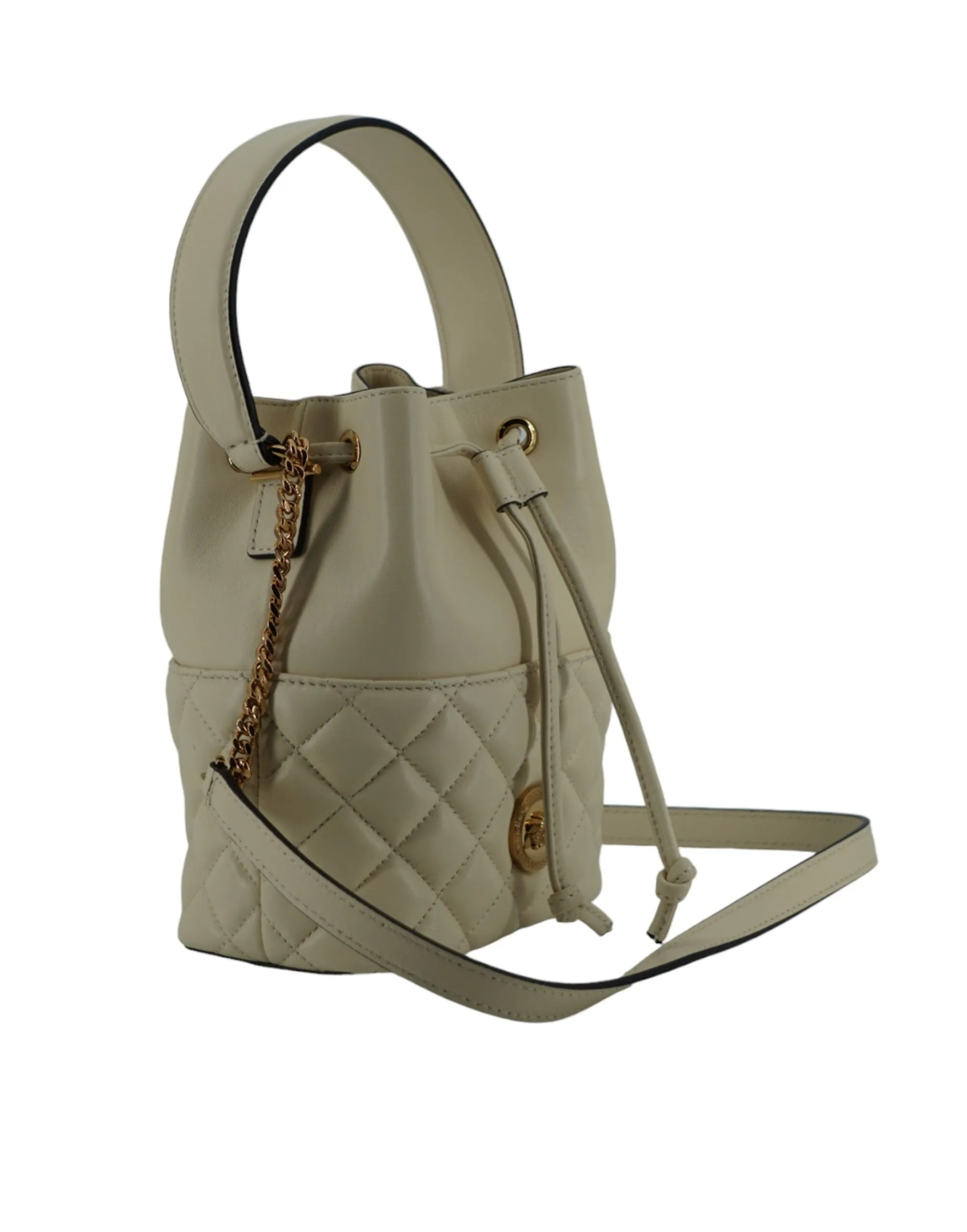 Elegant Small White Leather Bucket Shoulder Bag sold by Louxly product image thumbnail 3