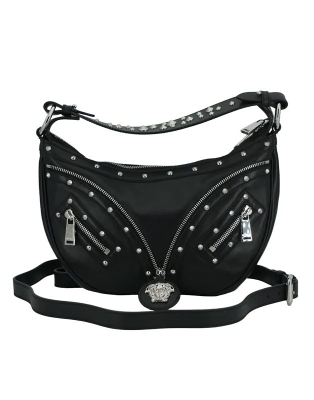 Elegant Black Leather Hobo Shoulder Bag sold by Louxly