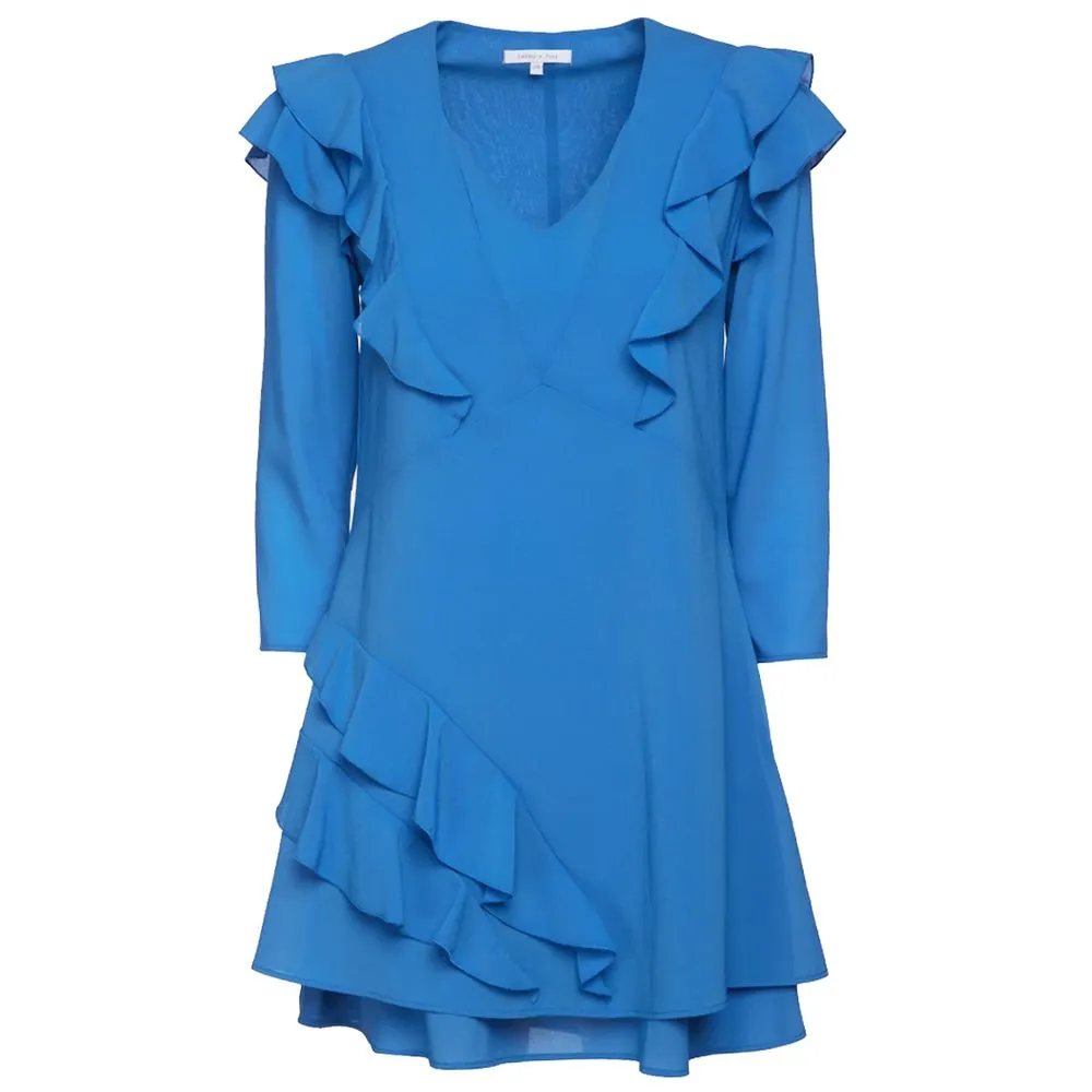 Elegant Light Blue Ruffled Mini Dress sold by Louxly