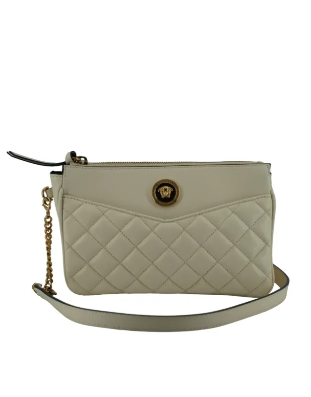 Elegant White Lamb Leather Crossbody Pouch sold by Louxly