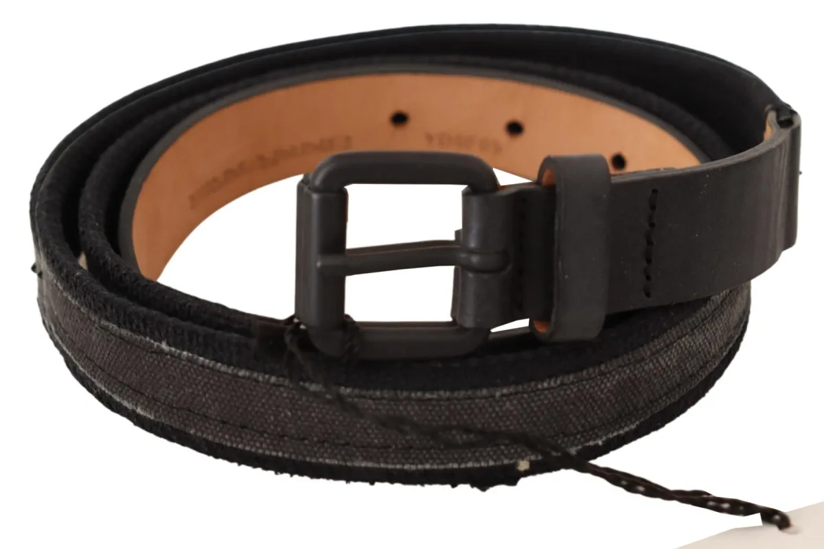 Classic Black Leather Belt with Buckle Fastening made by Ermanno Scervino