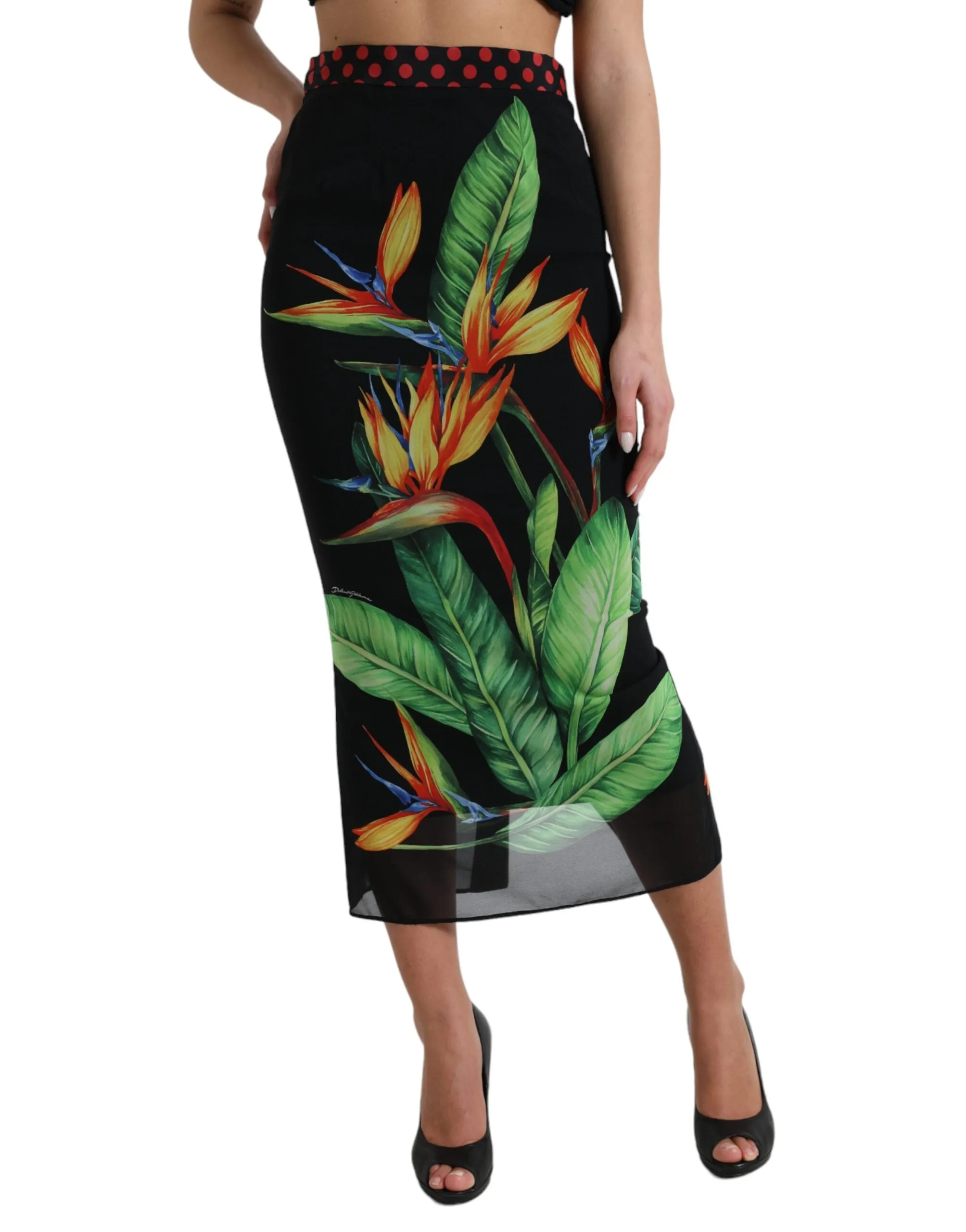 Floral High Waist Silk Midi Skirt sold by Louxly product image thumbnail 2