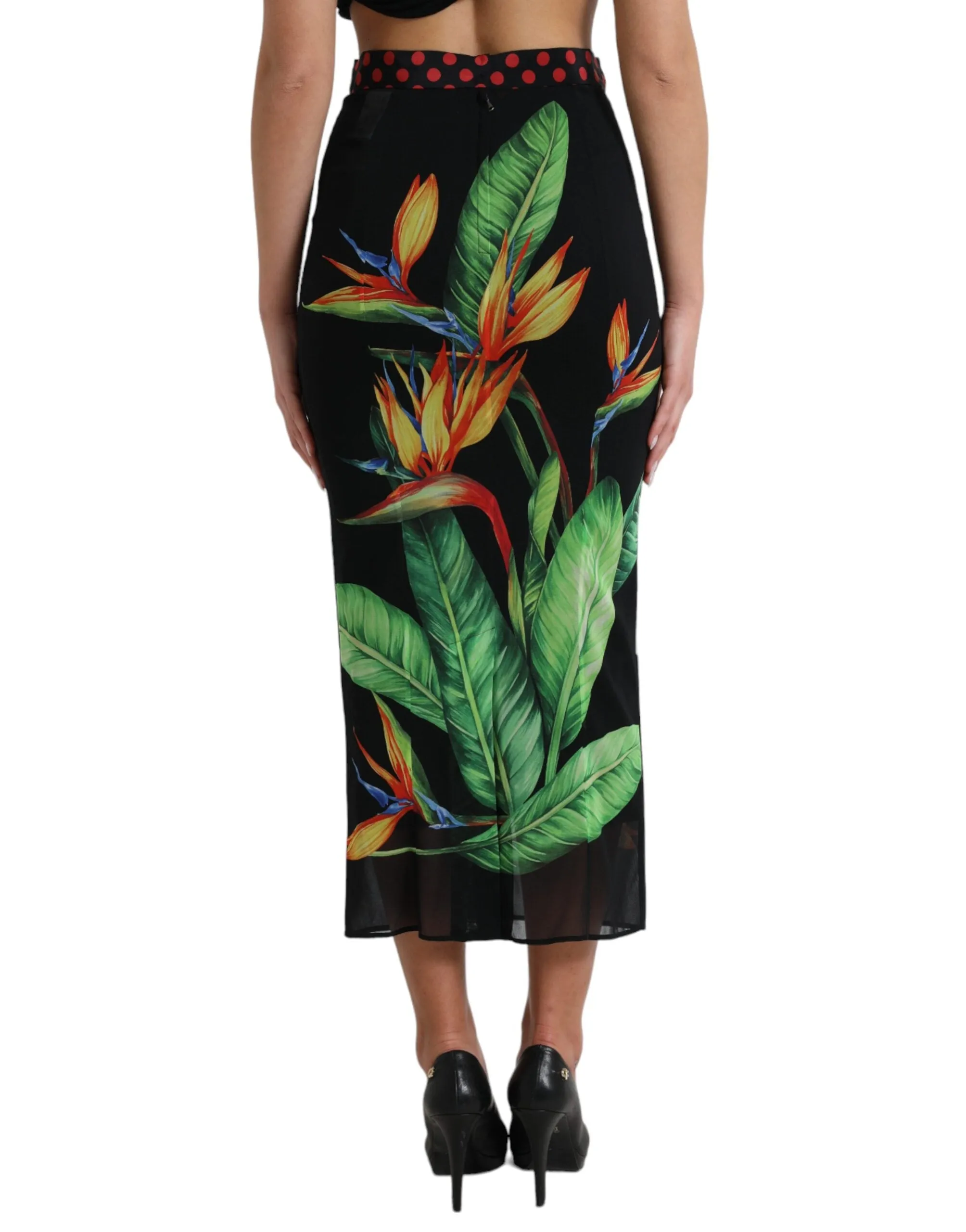 Floral High Waist Silk Midi Skirt sold by Louxly product image thumbnail 3