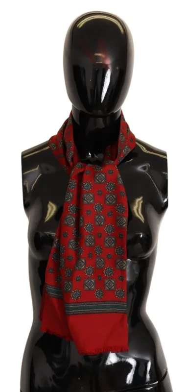 Elegant Red Silk Scarf sold by Louxly