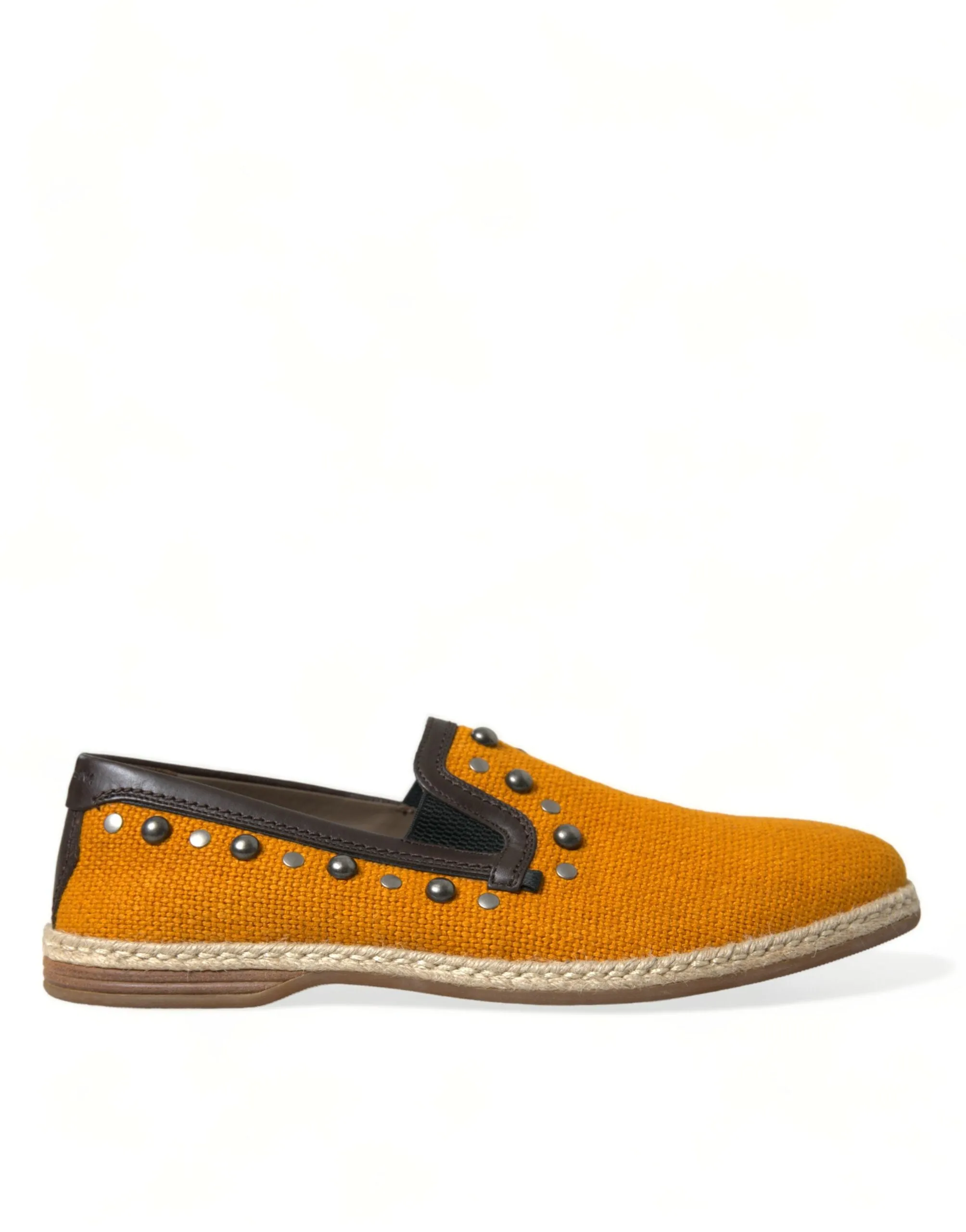 Exclusive Orange Canvas Loafers with Studs sold by Louxly