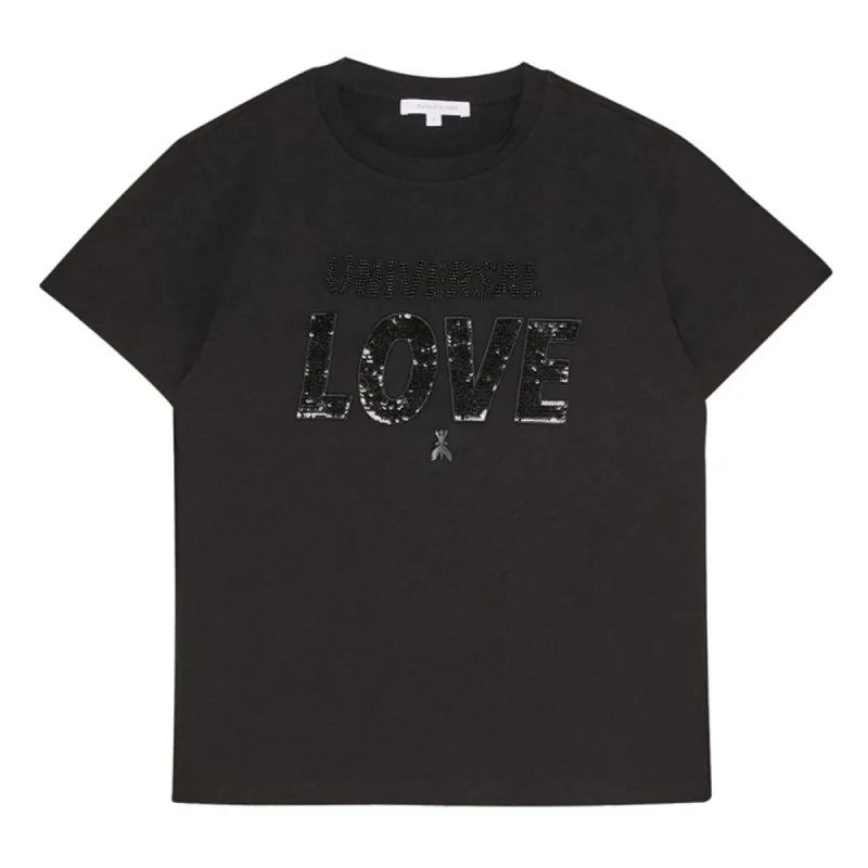 Chic Rhinestone Embellished Black Cotton Tee made by Patrizia Pepe