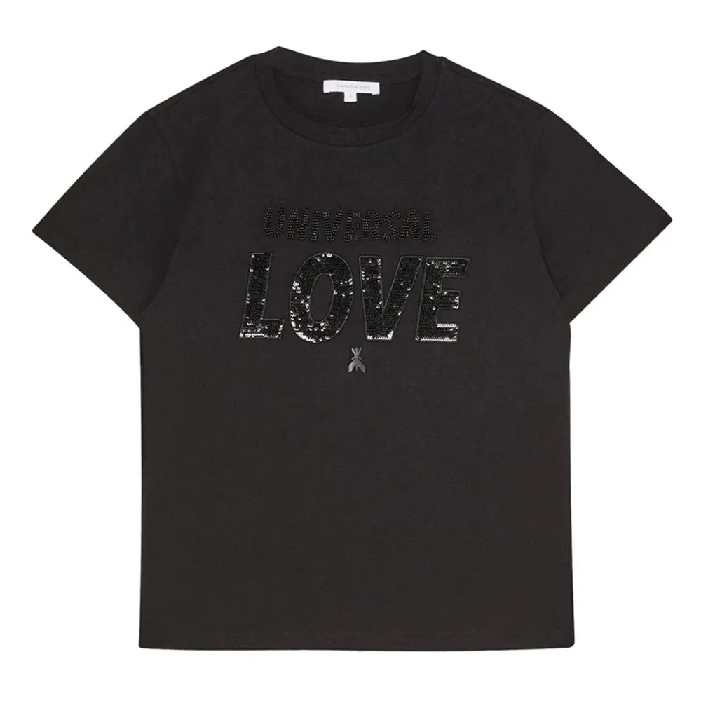 Chic Rhinestone Embellished Black Cotton Tee sold by Louxly