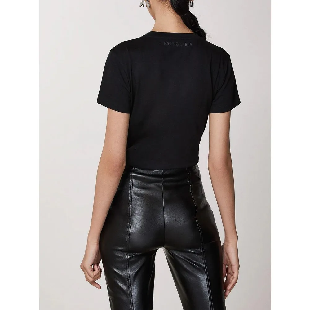Chic Rhinestone Embellished Black Cotton Tee sold by Louxly product image thumbnail 2