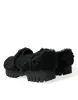 Elegant Black Fur Slip On Loafers for Men sold by Louxly