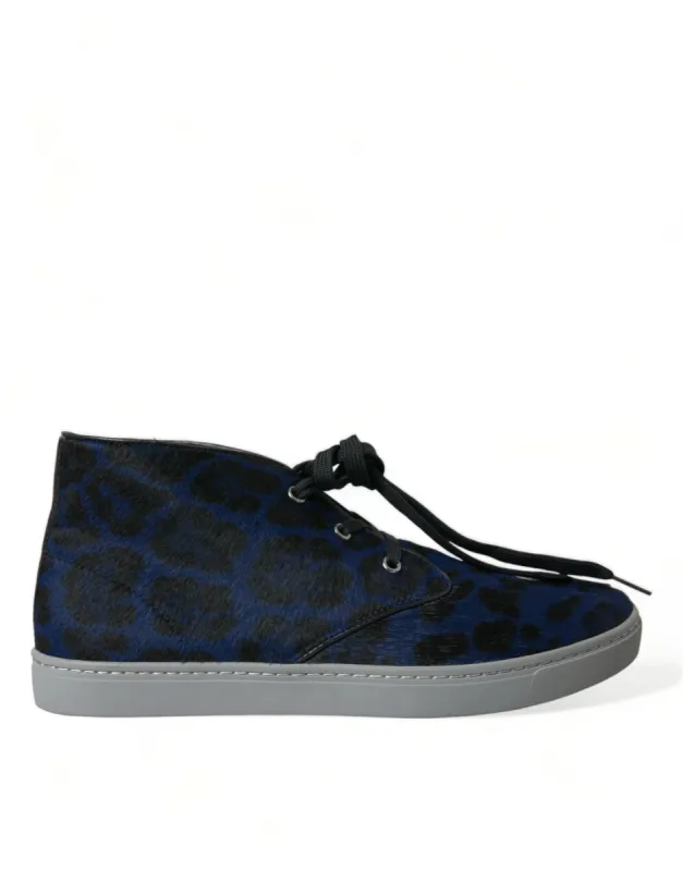 Chic Blue Leopard Print Mid-Top Sneakers sold by Louxly