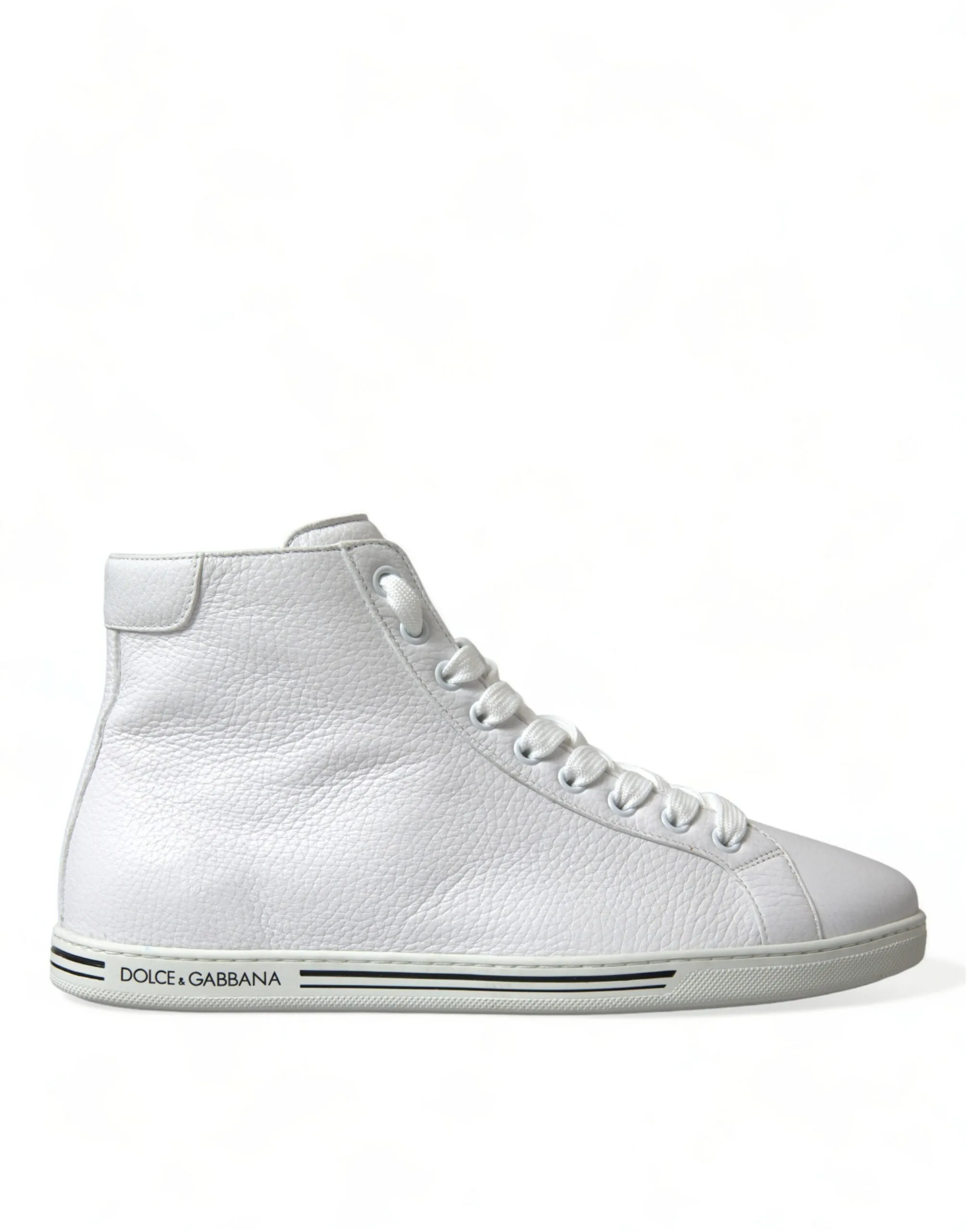 Elegant White Leather High Top Sneakers sold by Louxly