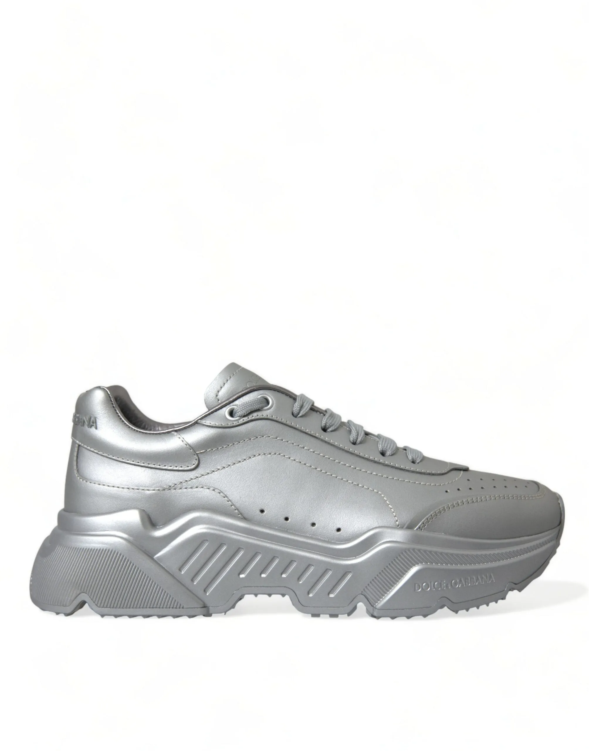 Elegant Silver Calfskin Leather Sneakers sold by Louxly