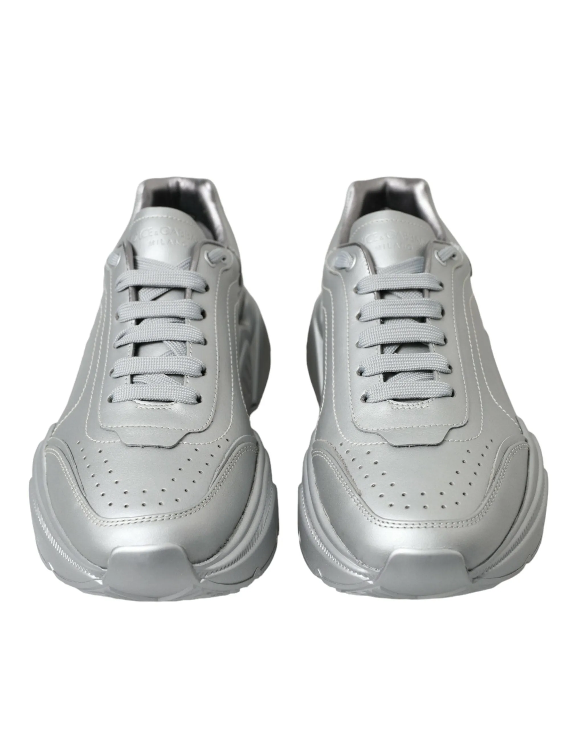 Elegant Silver Calfskin Leather Sneakers sold by Louxly product image thumbnail 2