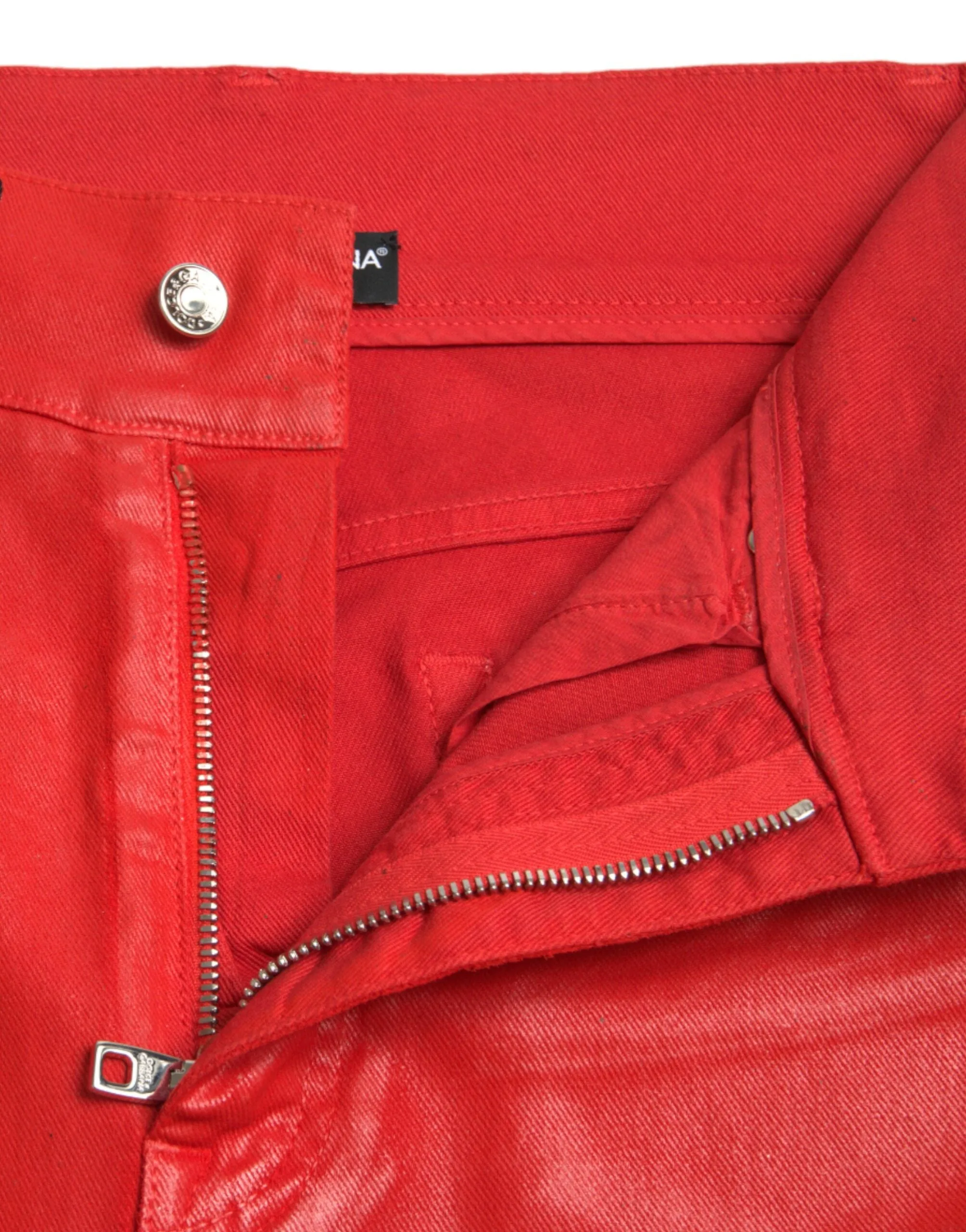 Elegant High-Waist Stretch Denim in Red sold by Louxly product image thumbnail 5
