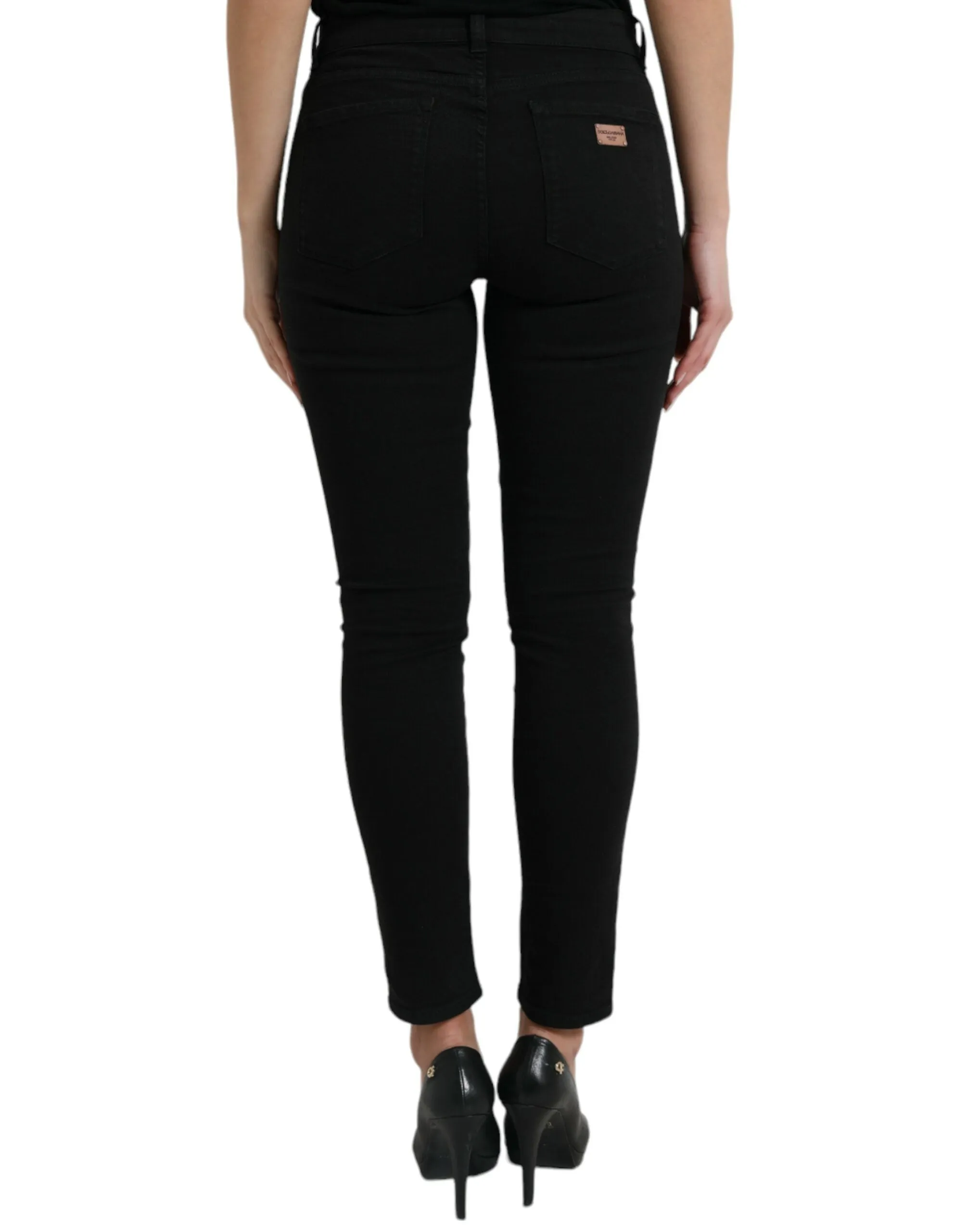 Chic Black Mid-Waist Stretch Jeans sold by Louxly product image thumbnail 3