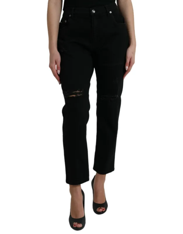 Elegant High Waist Black Stretch Jeans sold by Louxly