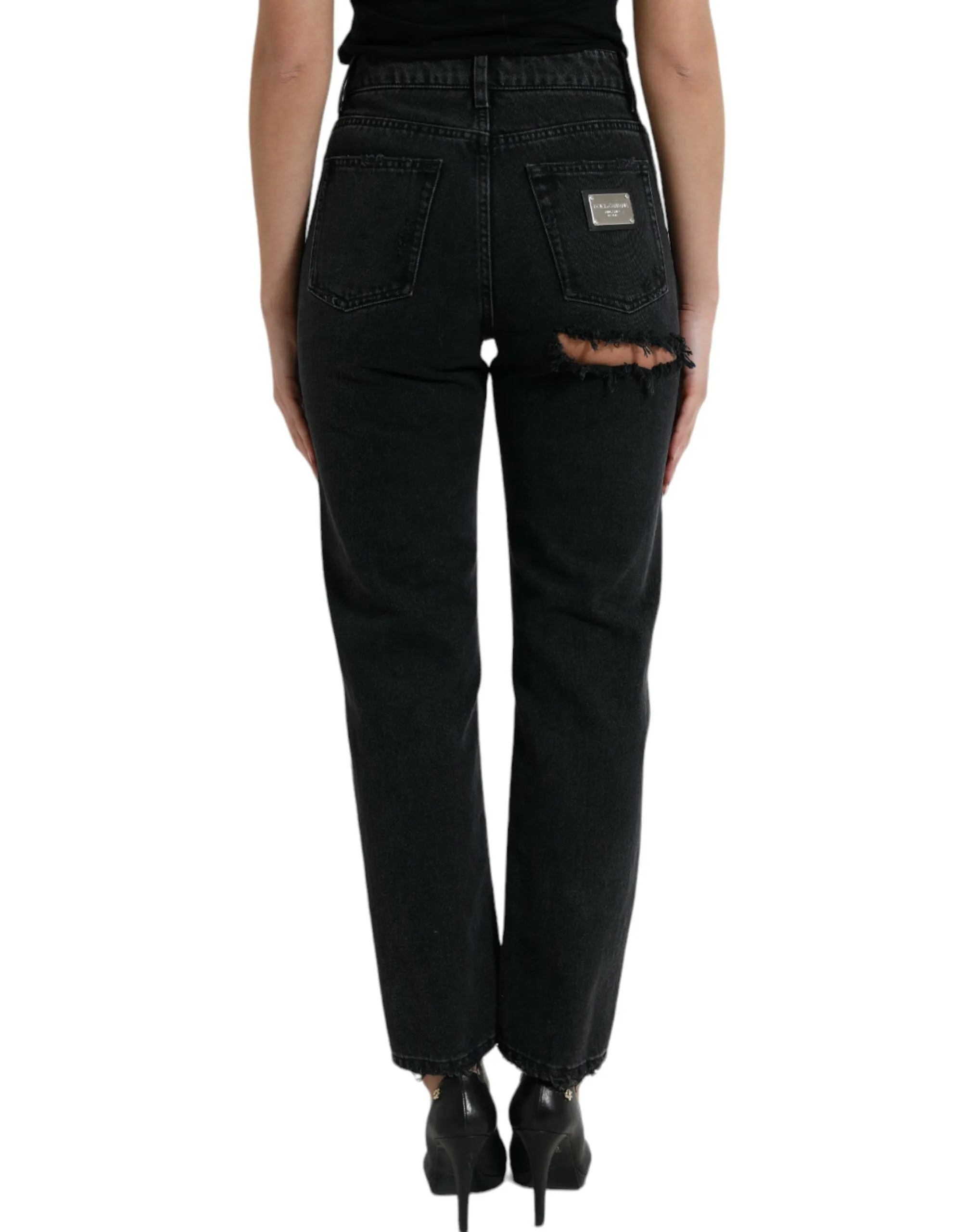 Elegant High-Waist Black Stretch Jeans sold by Louxly product image thumbnail 3