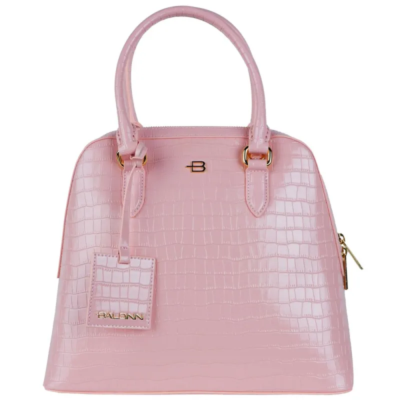 Elegant Pink Python-Print Calfskin Handbag sold by Louxly