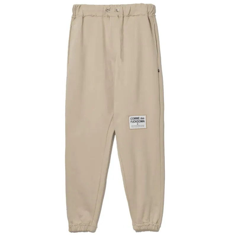 Chic Beige Cotton Sweatpants with Frayed Details sold by Louxly