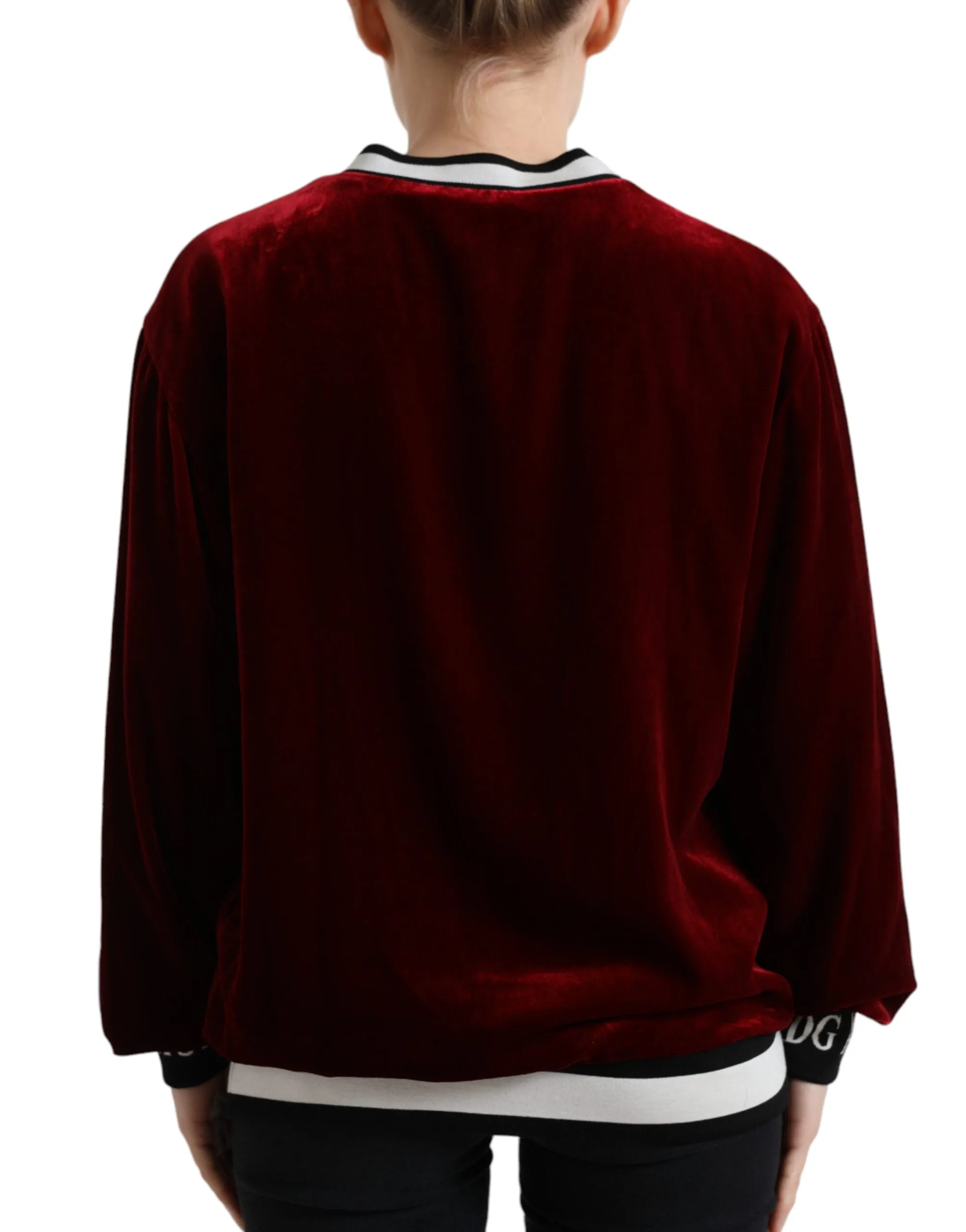 Elegant Bordeaux Silk-Blend Sweater sold by Louxly product image thumbnail 3