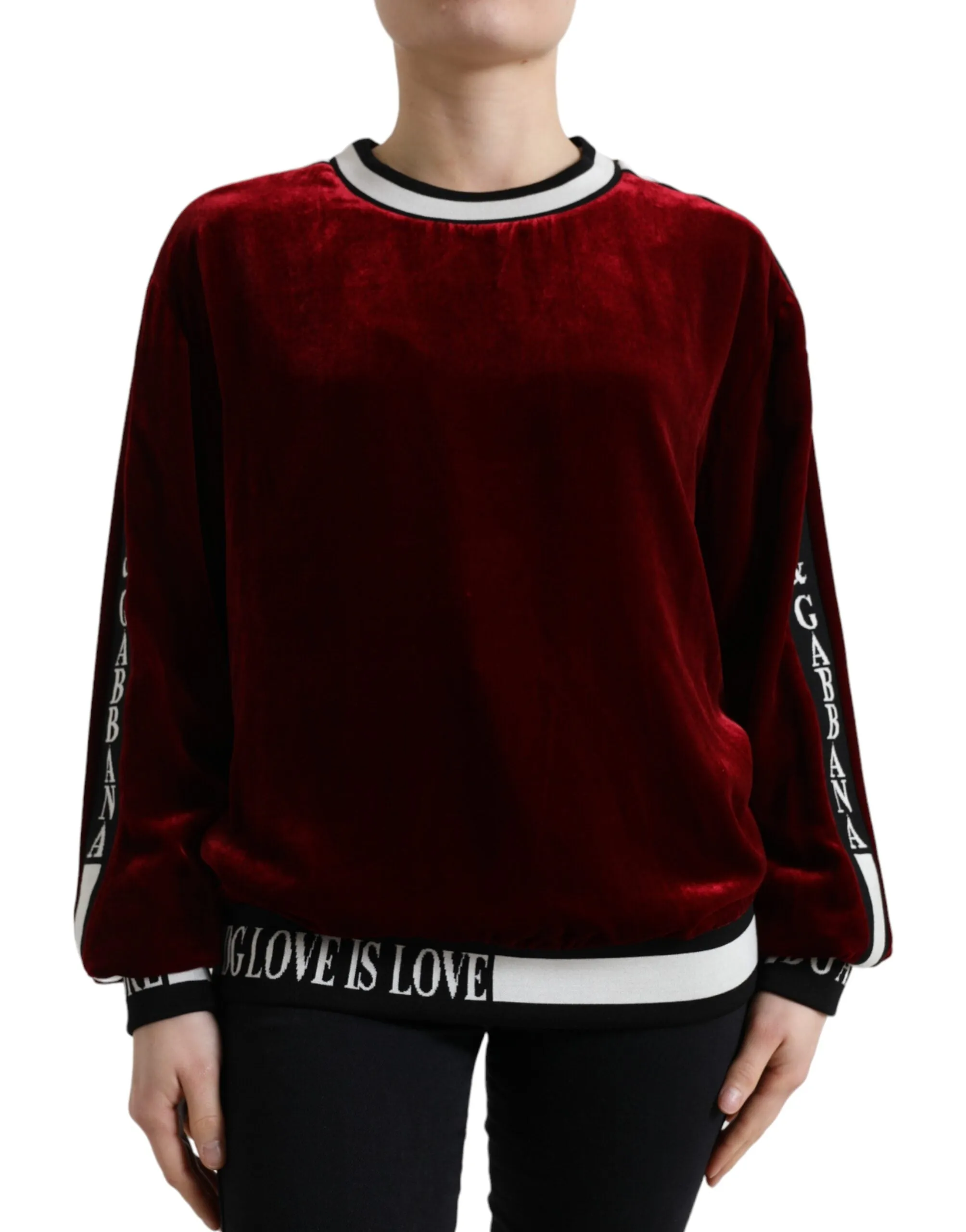 Elegant Bordeaux Silk-Blend Sweater sold by Louxly