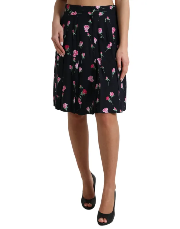 Elegant Floral A-Line Knee-Length Skirt sold by Louxly