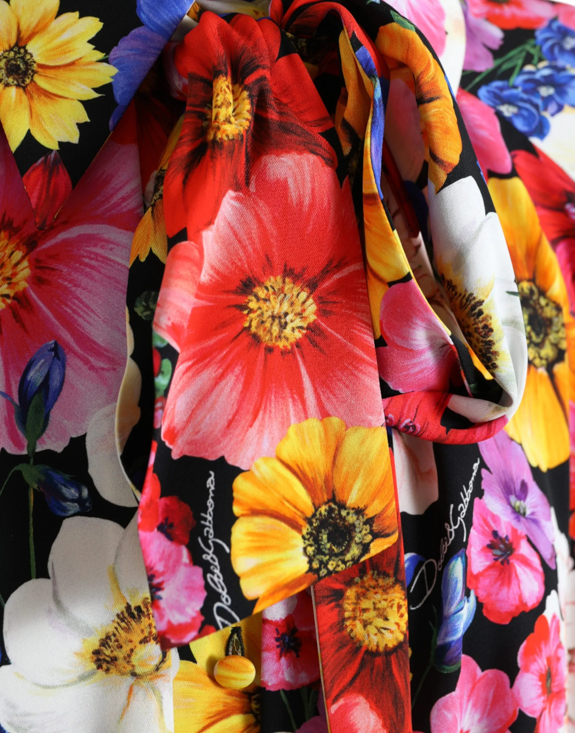 Floral Silk Blouse with Front Tie Fastening sold by Louxly product image thumbnail 5