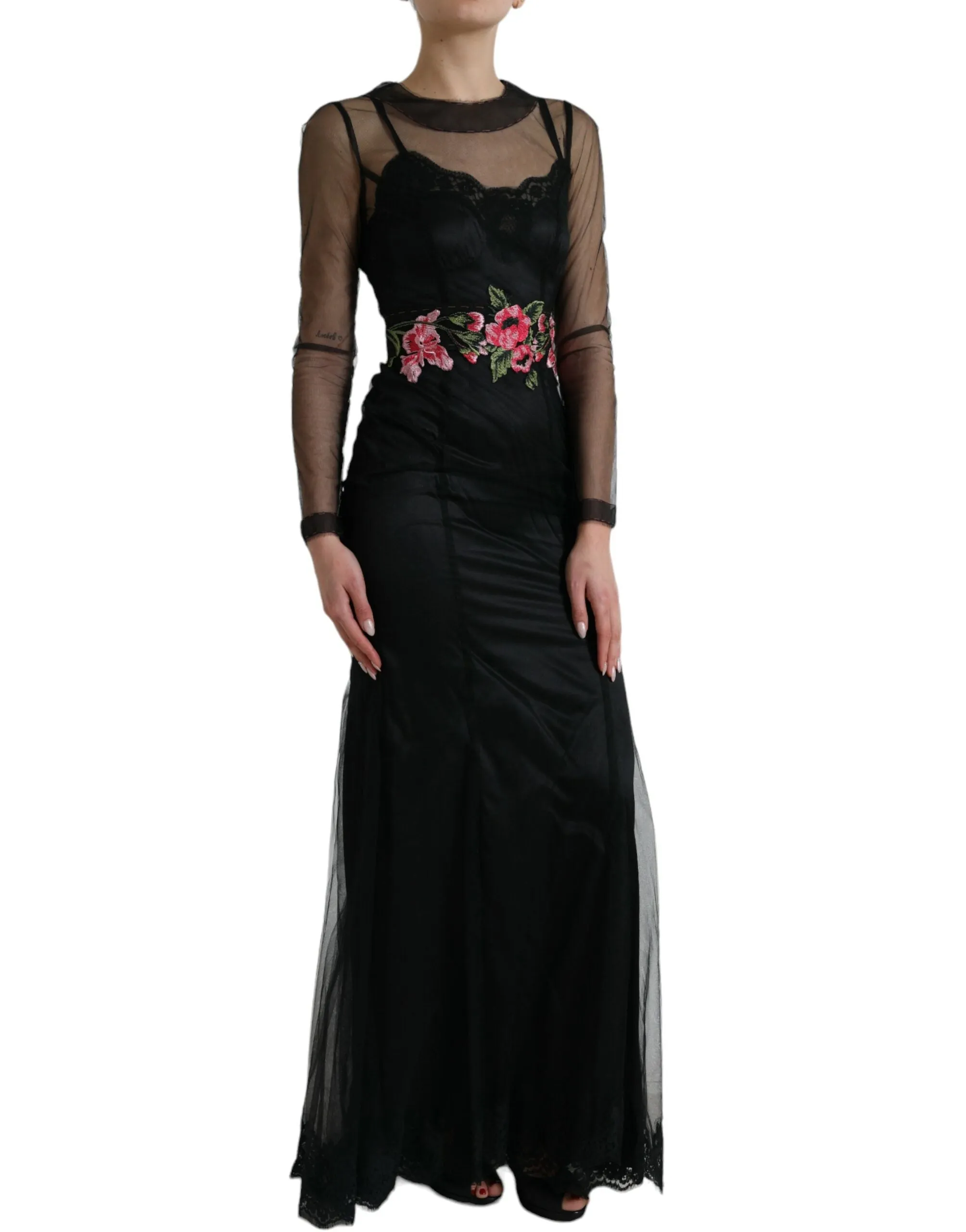 Floral Embroidery Tulle Long Evening Dress sold by Louxly product image thumbnail 2