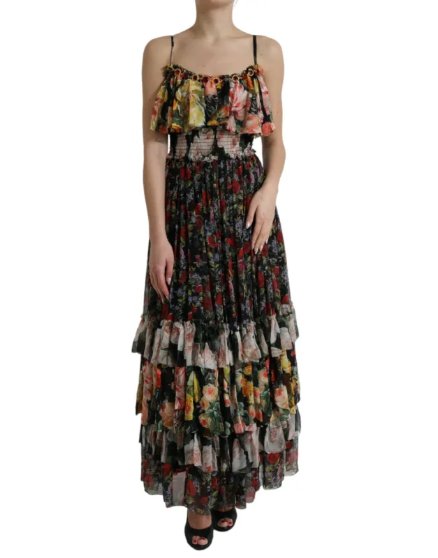 Vibrant Silk Floral Maxi Dress sold by Louxly