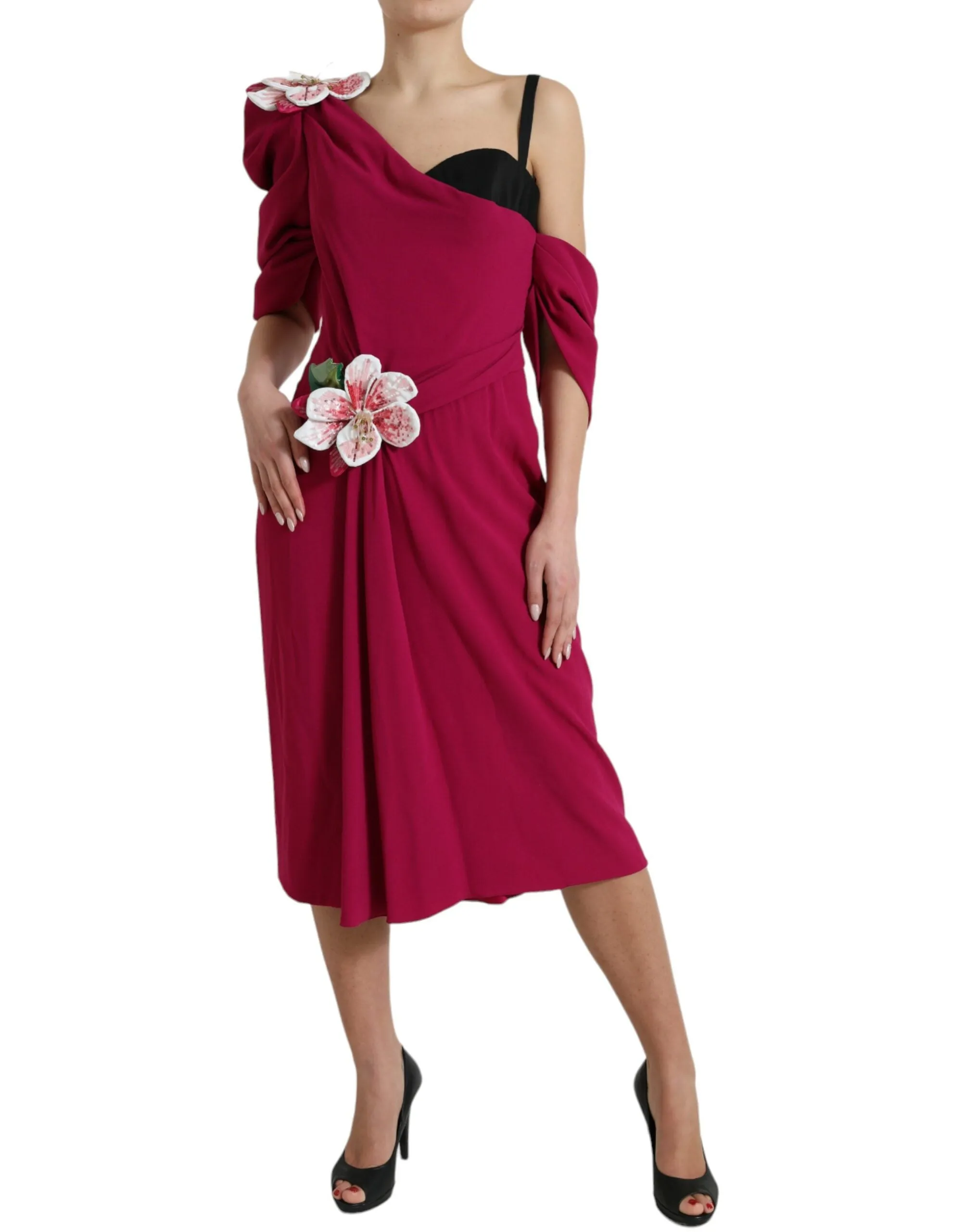 Elegant Purple Silk Midi Sheath Dress sold by Louxly