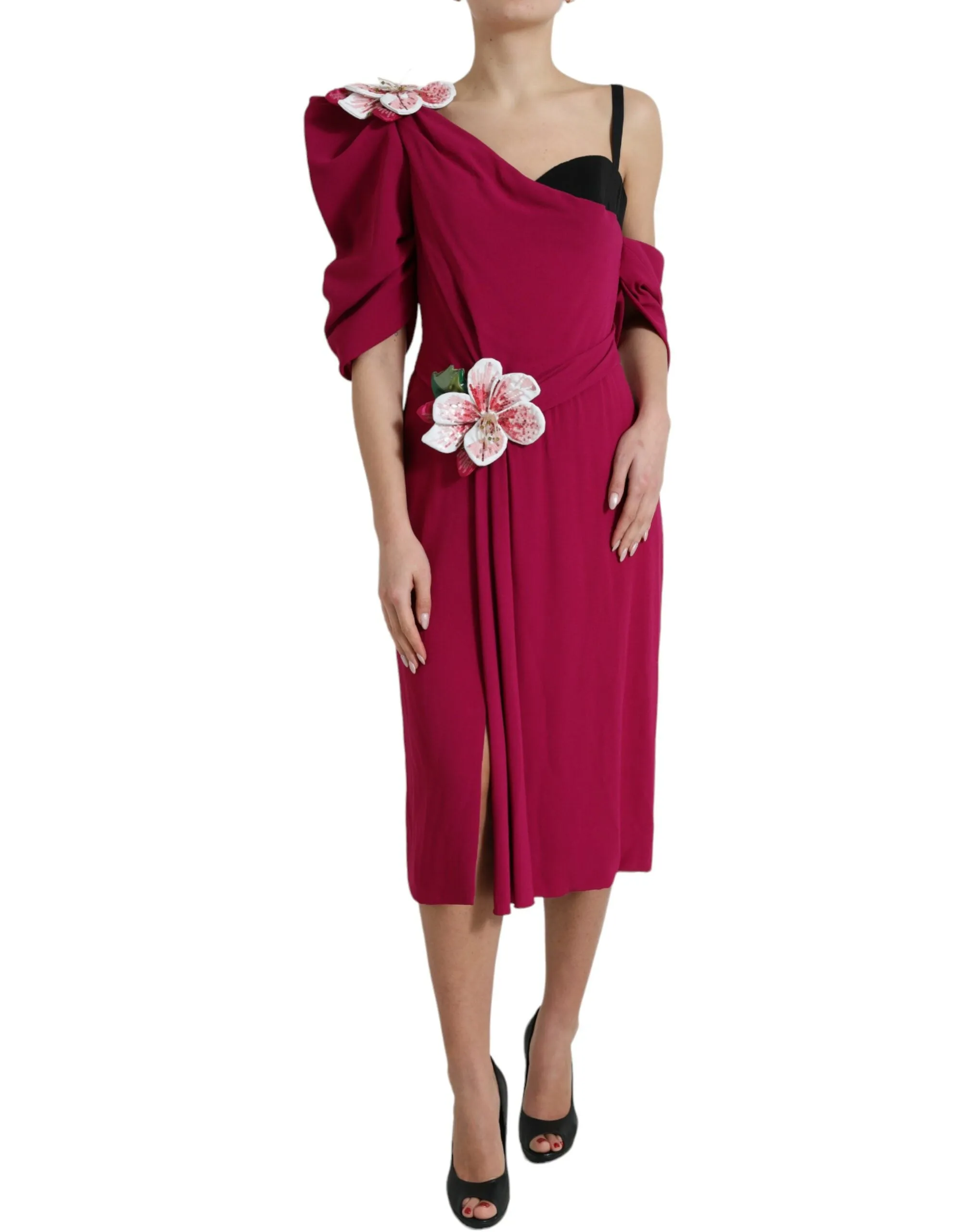 Elegant Purple Silk Midi Sheath Dress sold by Louxly product image thumbnail 2