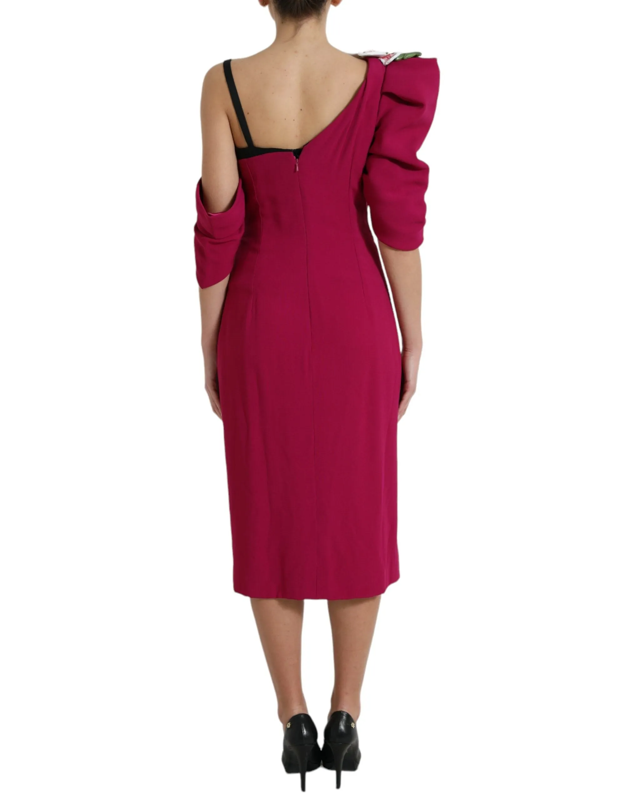 Elegant Purple Silk Midi Sheath Dress sold by Louxly product image thumbnail 3