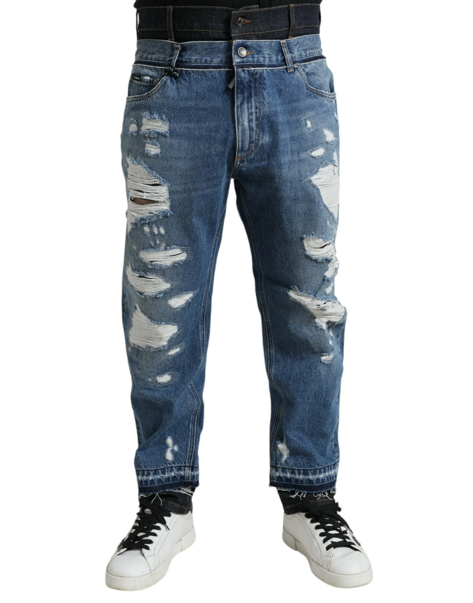 Chic Skinny Tattered Denim Jeans sold by Louxly