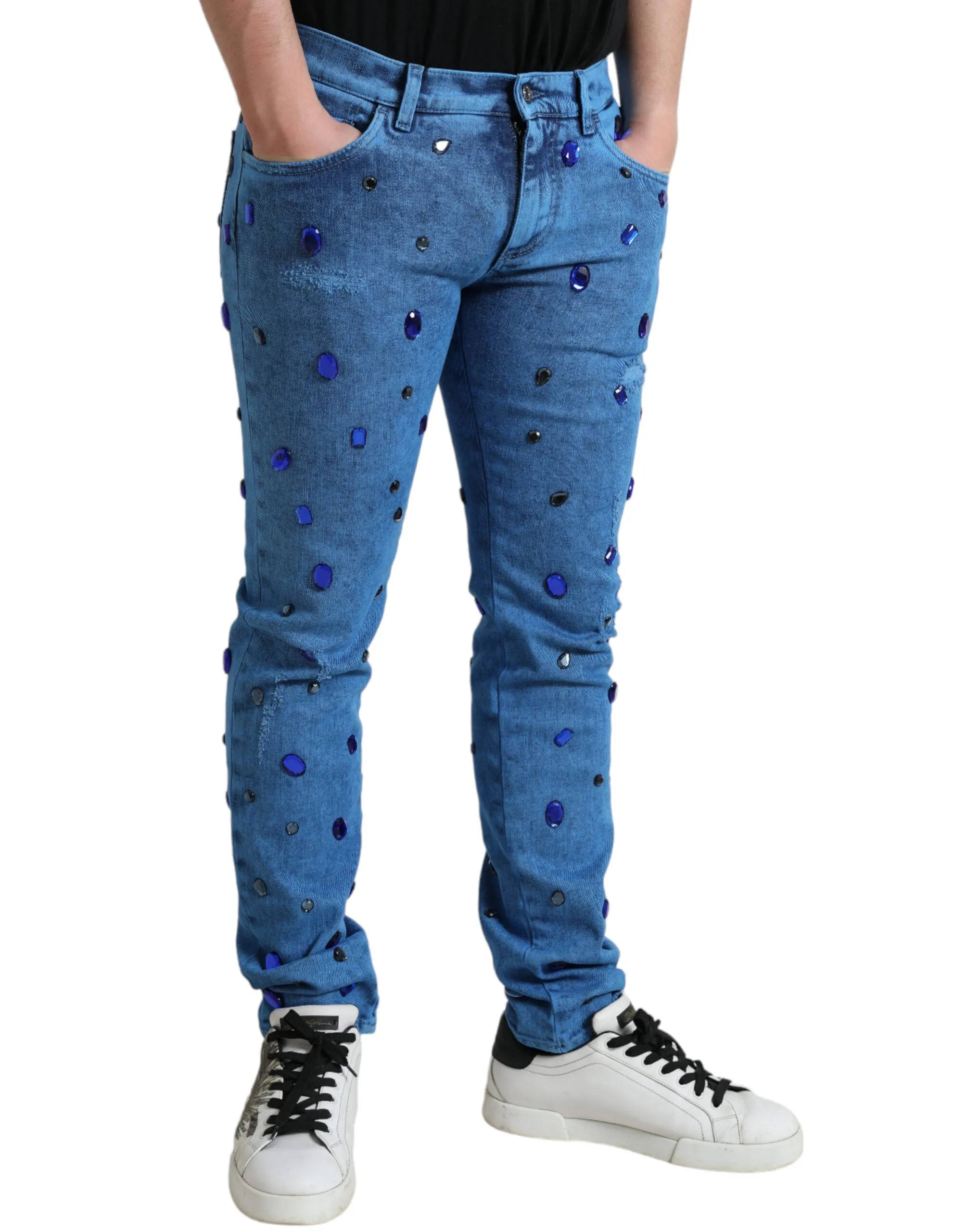 Crystal Embellished Skinny Denim Jeans sold by Louxly product image thumbnail 3