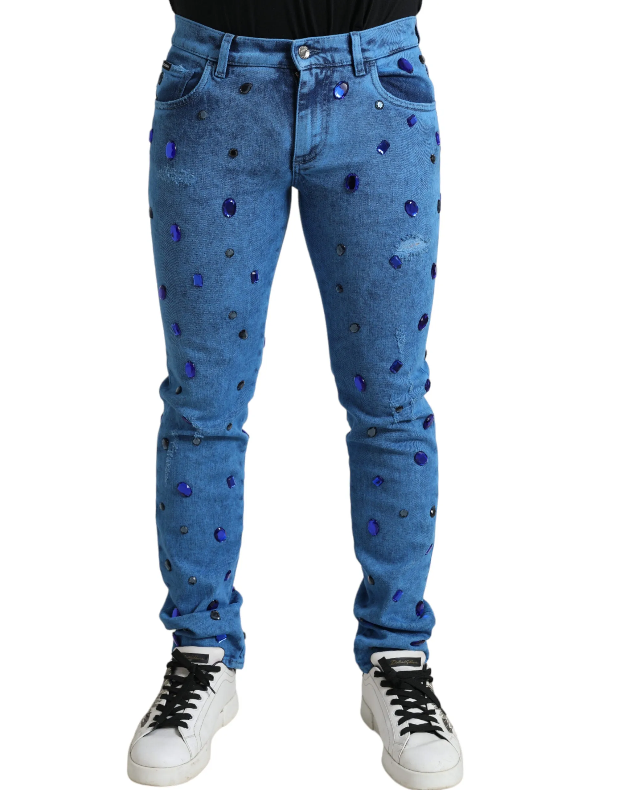 Crystal Embellished Skinny Denim Jeans sold by Louxly