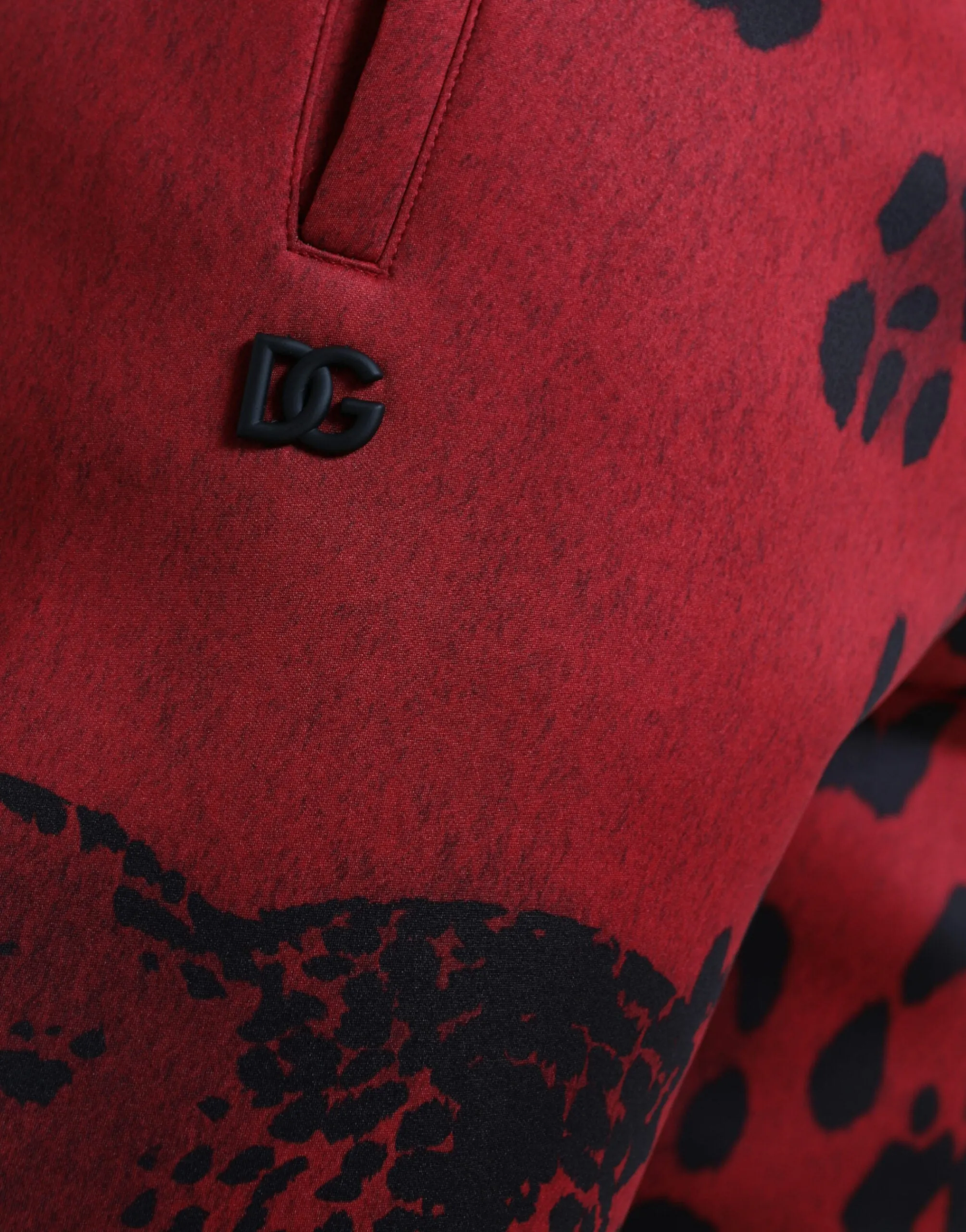 Elegant Leopard Print Joggers in Red and Black sold by Louxly product image thumbnail 4