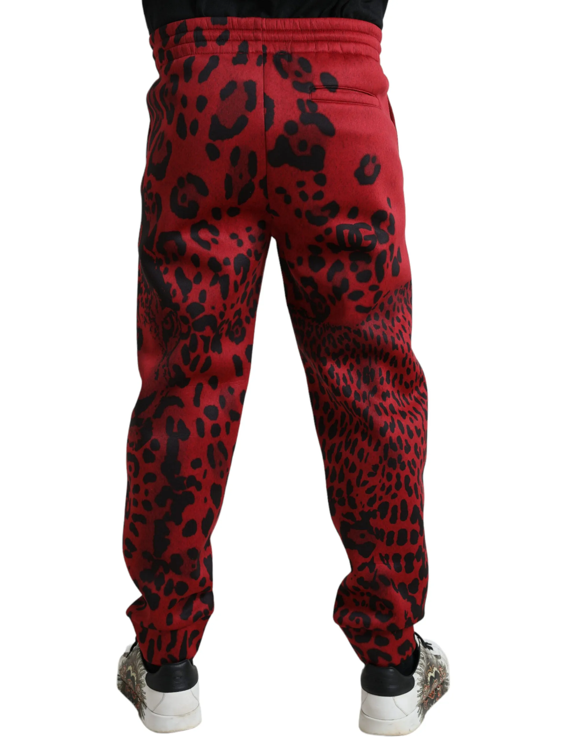 Elegant Leopard Print Joggers in Red and Black sold by Louxly product image thumbnail 2
