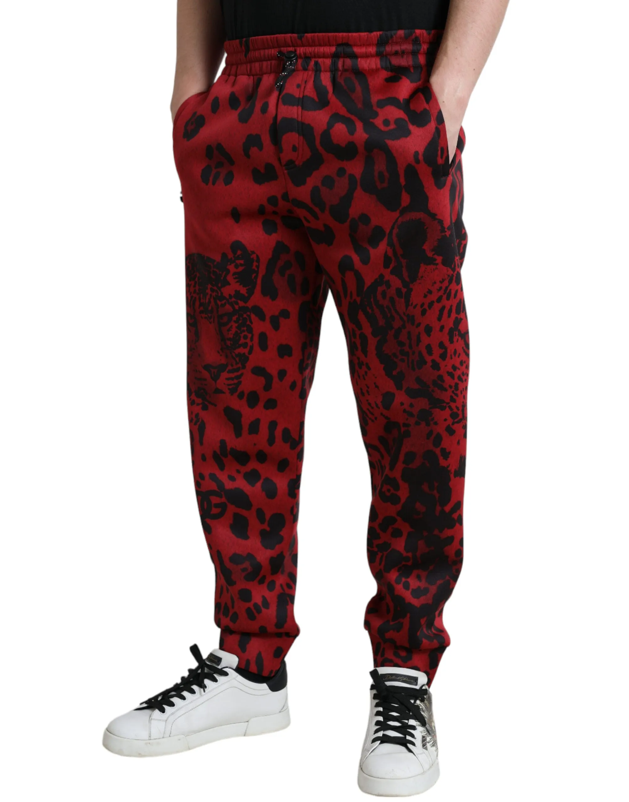 Elegant Leopard Print Joggers in Red and Black sold by Louxly product image thumbnail 3
