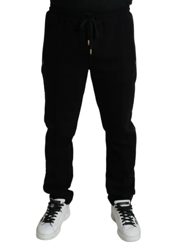 Elegant Black Cotton Blend Jogger Pants sold by Louxly