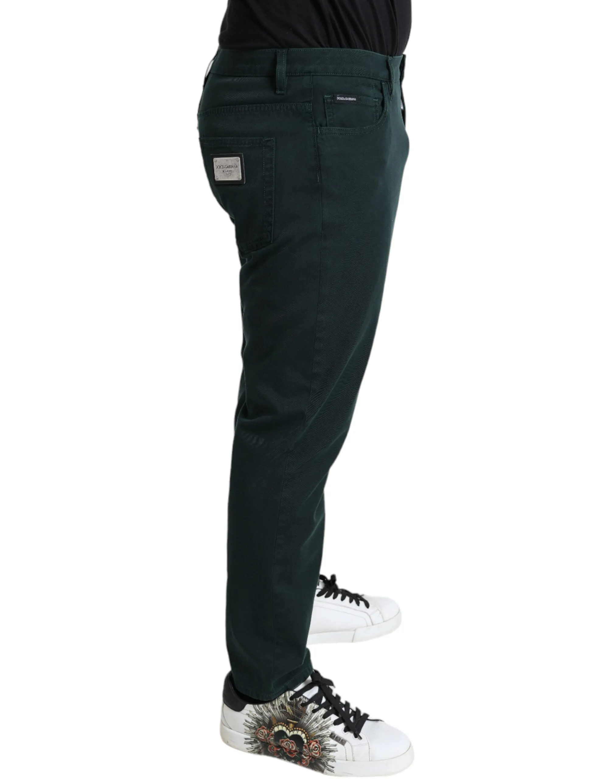 Elegant Green Skinny Cotton Jeans sold by Louxly product image thumbnail 3