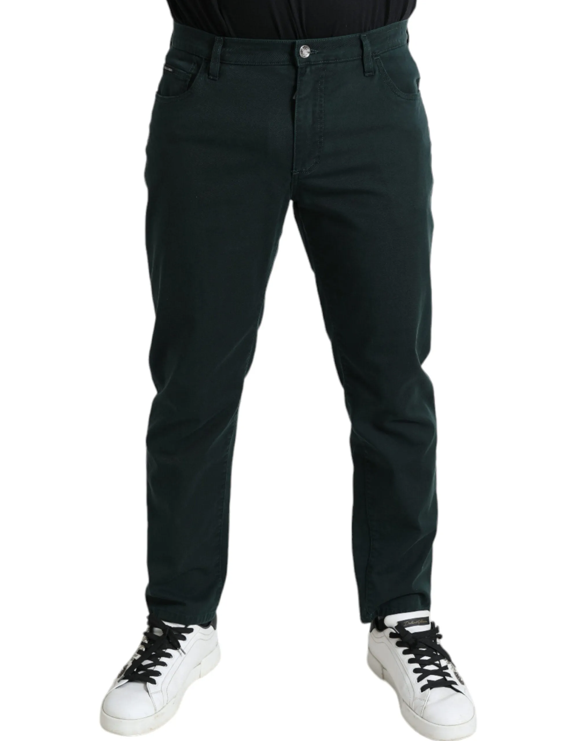 Elegant Green Skinny Cotton Jeans sold by Louxly