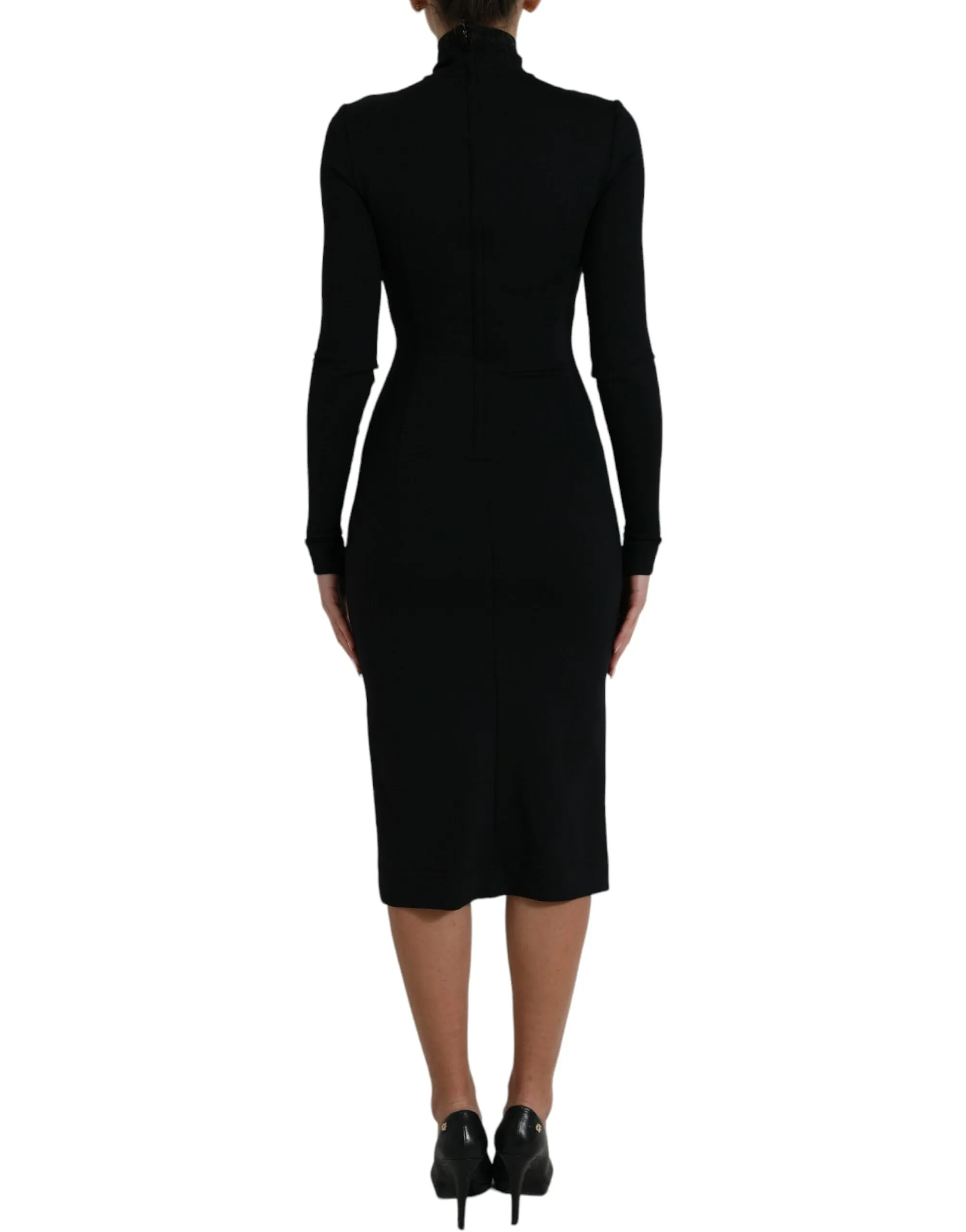 Elegant Black Bodycon Turtleneck Dress sold by Louxly product image thumbnail 3