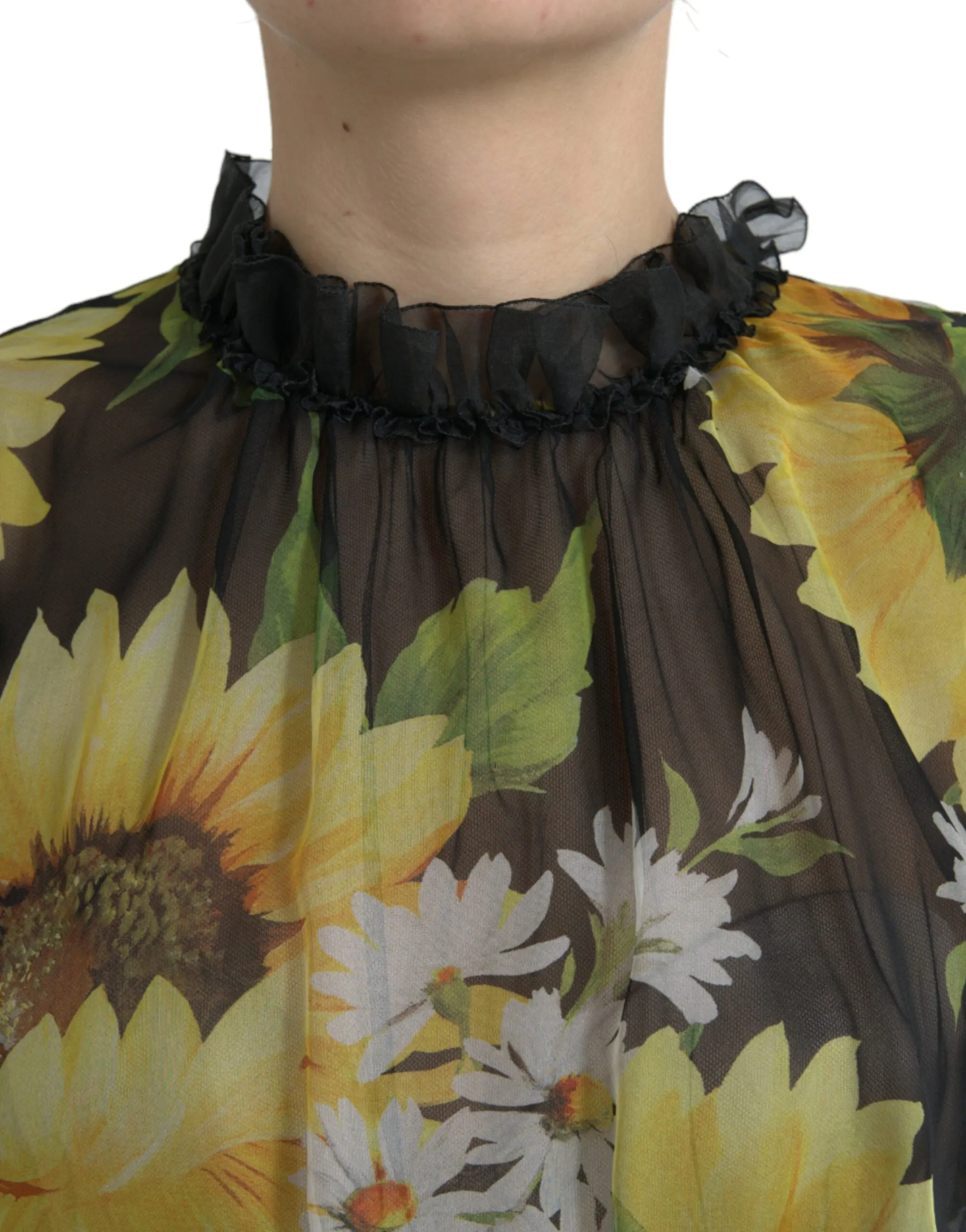 Elegant Sunflower Silk Maxi Dress sold by Louxly product image thumbnail 4